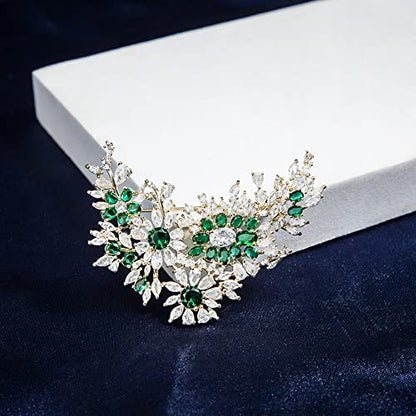 Brooches for Women, Shiny Cubic Zirconia Brooch Pins for Women Fashion Brooch Pin Broach Jewelry Gift - color: Rosa multiflora