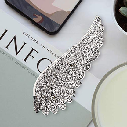 Pearl Diamond Brooch Pins for Dress Sweater Scarf, Wedding Party Decoration Birthday Christmas Gift - style: Angel Wing (Silver)