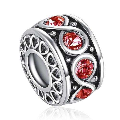 LSxAB Sparkling Initial Letter Charm Compatible with Pandora Charms Bracelets for Women A-Z Pendant Jewelry - style: Ruby Red - May Birthstone
