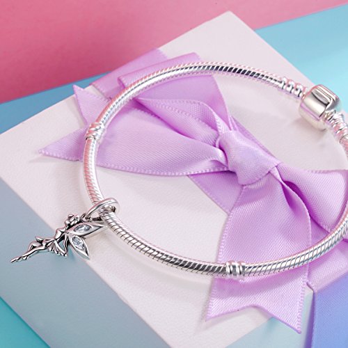 BISAER 925 Sterling Silver Charms for Bracelets Cat Dog Sloth Animal Beads Butterfly Fairy Heart Dangle Pendant Charms - color: Fairy