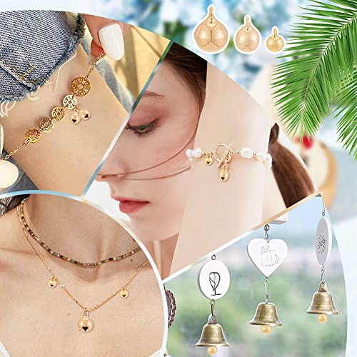 BENECREAT 30Pcs 3 Sizes 18K Gold Plated Brass Bell Charms, Loose Round Pendant Beads with Hole for Earrings Bracelet Necklace Jewelry Making Crafts, 10pcs/Size - color: Bell
