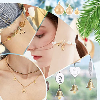 BENECREAT 30Pcs 3 Sizes 18K Gold Plated Brass Bell Charms, Loose Round Pendant Beads with Hole for Earrings Bracelet Necklace Jewelry Making Crafts, 10pcs/Size - color: Bell