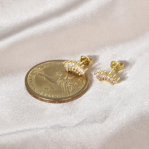 Curved CZ Crawler Ear Climber Cartilage Earrings Helix Conch Tragus Piercing Silver Stud Gold Colorful Cubic Zirconia Jewelry - color: Gold Clear CZ