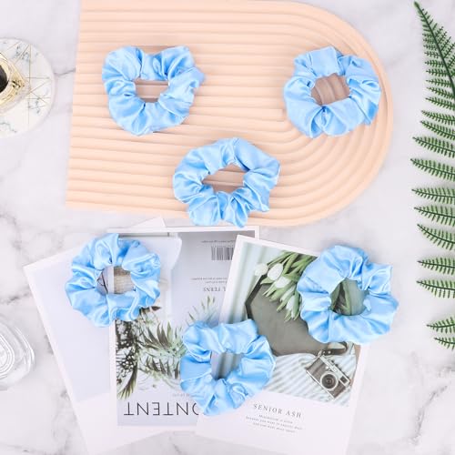 16 Pacs Satin Scrunchies Bridesmaid Proposal Gifts Hair Ties Scrunchies for Women Girls Bachelorette Party Favors (light blue) - color: light blue