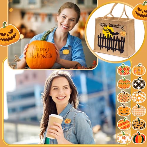 30/60 Pcs Cute Enamel Pins Bulk Plant Flower Animal Halloween Gothic Fall Pumpkin Cartoon Lapel Pin Brooches Jewelry Gift for Backpack Clothes Hats Accessories - style: Pumpkin
