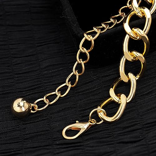 Suyi Multilayer Chain Belt Rhinestone Metal Chain Belts for Women Punk Gold Waist Chain - color: Gold Pink, size: XL: 150 CM