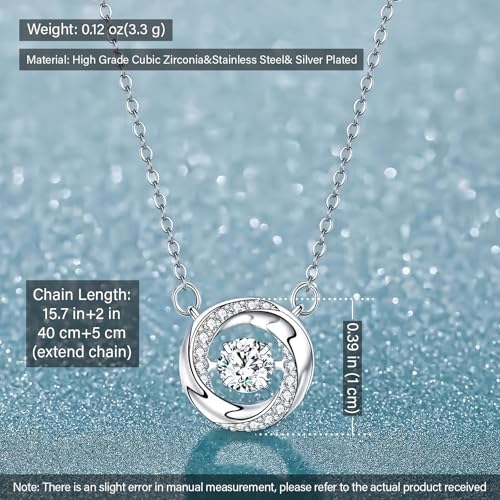 925 Sterling Silver Necklace for Women Trendy, Charming Layered Necklace with Cubic Zirconia Pendant for Her Womens Dainty Diamond Choker Necklaces Holiday Jewelry Gifts for Mom Wife Daughter Lover - color: Silver