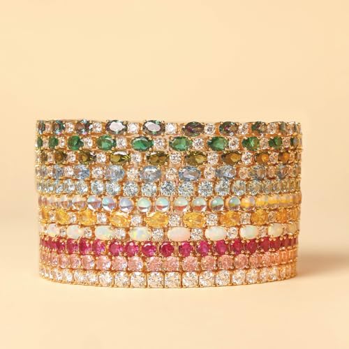 FANCIME Glamour Radiance Sterling Silver Birthstone Tennis Bracelets 7" | Charm Fine Jewelry Birthday Gifts for Women - color: Citrine