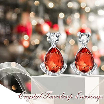Birthstone Teardrop Crystal Stud Earrings for Women 925 Sterling Silver Solitaire Studs Halo Earrings for Birthday Gifts Teardrop Earrings for women - style: G July