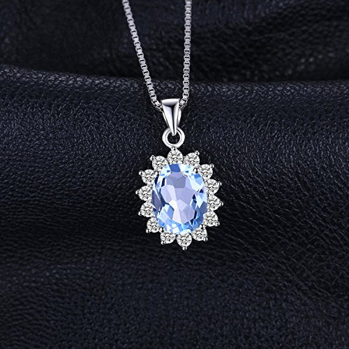 JewelryPalace Princess Diana Kate Middleton Natural Amethyst Citrine Garnet Peridot Topaz Created Ruby Sapphire Simulated Emerald Pendant Necklace for Women, 925 Sterling Silver Gemstone Jewelry Set - color: V-Sterling Silver-topaz