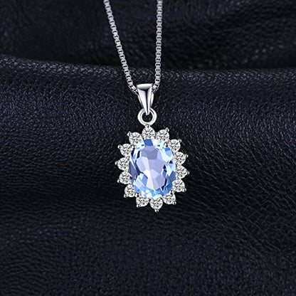 JewelryPalace Princess Diana Kate Middleton Natural Amethyst Citrine Garnet Peridot Topaz Created Ruby Sapphire Simulated Emerald Pendant Necklace for Women, 925 Sterling Silver Gemstone Jewelry Set - color: V-Sterling Silver-topaz