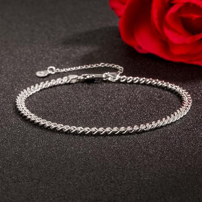 Dankadi 925 Sterling Silver Anklets Bracelet Women/Men Waterproof Simple Durable Chopin Chain/Cuban Link/Figaro/Box/Twist Rope Chain For Beach Foot Jewelry Gift - color: 3MM Cuban Chain, size: 27cm