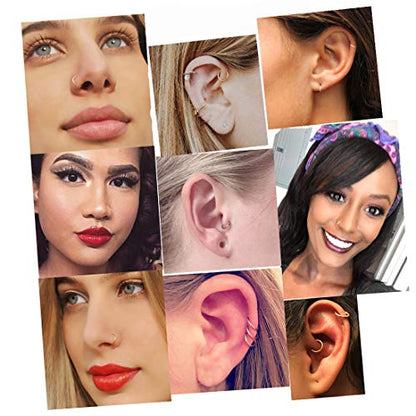 EACHLP Tiny Hoop Earrings 18K Real Gold Plating Surgical Steel Unisex - style: 6/8/10 Silver