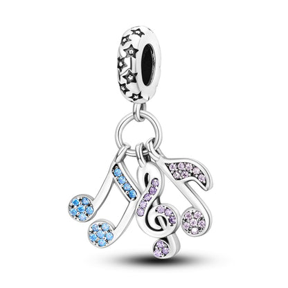 CYCUFF 925 Sterling Silver Charms Suitable for Charm Necklaces, Bracelet Pendants Beads Jewellery Gift for Women - color: Colourful Zirconium Note Charm