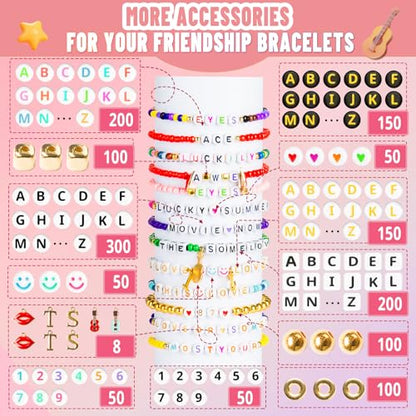 Goldwise Friendship Bracelet Kit 3 Boxes-8706 Pcs 48 Colors Bracelet Making Kits with Glass Seed, 5 Styles Letter and Number Beads with Charms, Gift Party - color: 48 Colors - 3 Boxes
