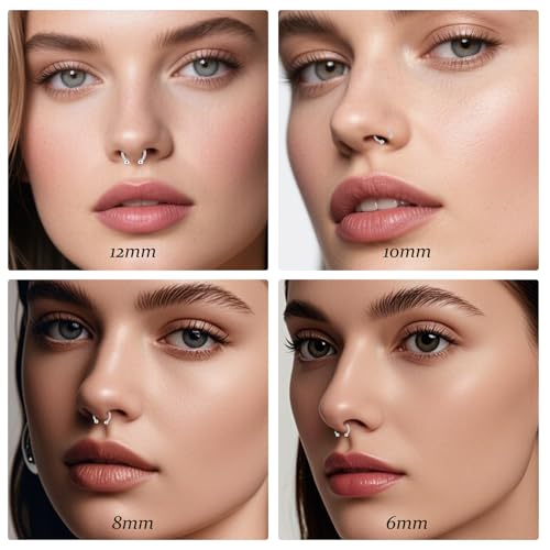 D.Bella 16G 18G 20G Horseshoe Septum Rings Surgical Steel Nose Piercing Jewelry Cartilage Helix Tragus Earring Hoop Eyebrow Lip Retainer for Women Men 6mm 8mm 10mm 12mm - color: 16g-6mm 8mm 10mm 12mm -Sliver