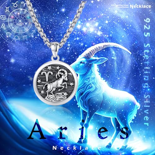 925 Sterling Silver Zodiac Constellation Necklaces for Men Women | Retro,Daily,Birthday, Graduation,Horoscope,Zodiac Sign,Hypoallergenic,with Jewelry Box - style: 3-Aries (A-Retro Mar.21-Apr.19)