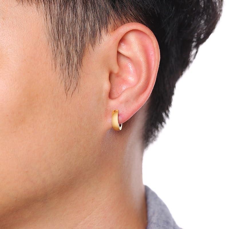 SIISPRI Stainless Steel Mens Womens Clip On Earrings Hoop Huggie Non-Piercing - color: Gold
