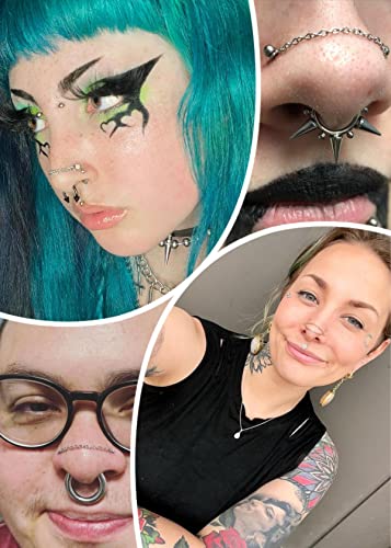 20G Stainlesss Steel Nose Rings Stud Nose Chain Piercing Across Double Nose Stud Womens Nostril Piercing Jewelry - color: Screw Shaped Gold