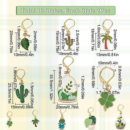 SUNNYCLUE 1 Box 20Pcs Stitch Markers Cute Lobster Clasp Charms Green Plants Cactus Crochet Stitch Marker Removable Knitting Stitch Markers Metal Crocheting Markers for Sewing Weaving Knit Threading - color: 20pcs Green Plants Stitch Markers With Upgraded
