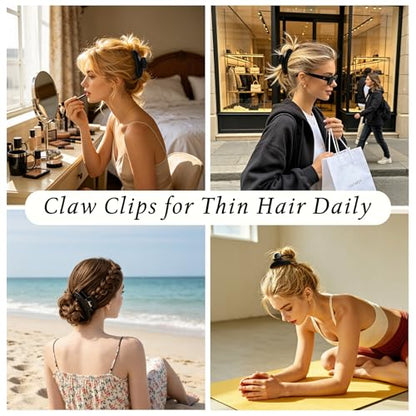 4.3 Inch Large Claw Clip for Thin Hair & Thick Half Ups, Cute Acetate French Hair Clips for Women, Non-Slip Secure Updos & Chic Daily Styles, Black - color: Black