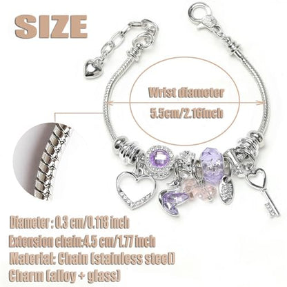 DS Charm Bracelets for Girls Adjustable Silver Stainless Steel Gift Box | Cute Cartoon Charms,Friendship Jewelry,Birthday Gifts,Teen Kid Fit, Tarnish Resistant,Stackable Trendy Daily Wear - style: Silver-Swan