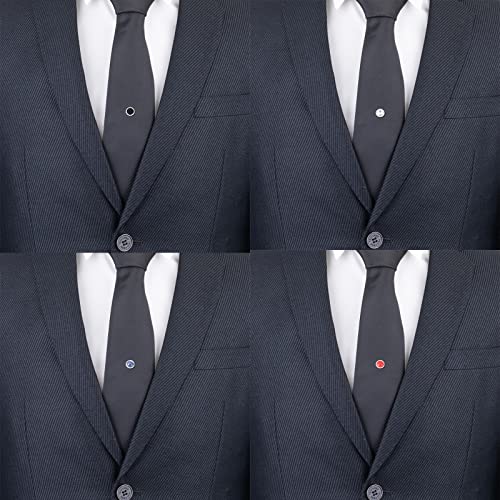 Tie Pins for Men Silver Tie Pins with Chain, Tie Tack Pins Brooch Personalized Wedding Business Gifts - color: 4pcs-A