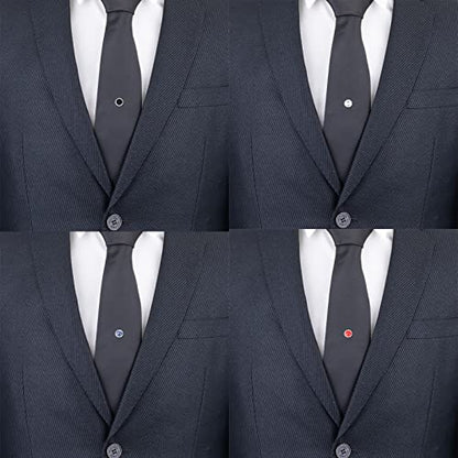 Tie Pins for Men Silver Tie Pins with Chain, Tie Tack Pins Brooch Personalized Wedding Business Gifts - color: 4pcs-A