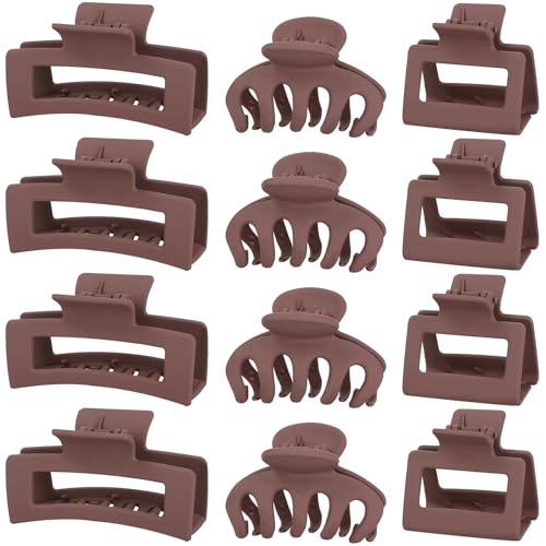 Small Medium Claw Clips for Women, 3 Styles Hair Clips for Thick and Thin Hair, Non-slip Strong Hold, 12 Pcs (Burgendy) - color: Burgendy