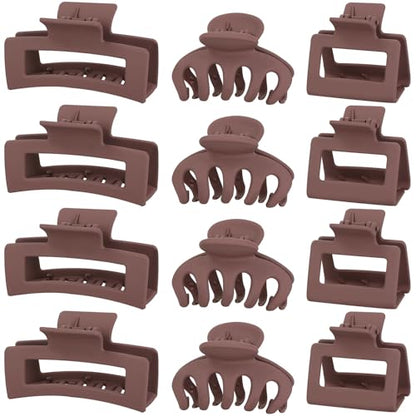 Small Medium Claw Clips for Women, 3 Styles Hair Clips for Thick and Thin Hair, Non-slip Strong Hold, 12 Pcs (Burgendy) - color: Burgendy