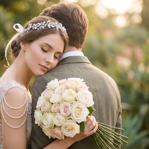 Crystal Bridal Headband Flower Girl Headpiece Silver Wedding Headpieces | Sparkling, Rhinestone Flower Girl Hair Accessory for Wedding Birthday Party First Communion
