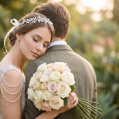 Crystal Bridal Headband Flower Girl Headpiece Silver Wedding Headpieces | Sparkling, Rhinestone Flower Girl Hair Accessory for Wedding Birthday Party First Communion
