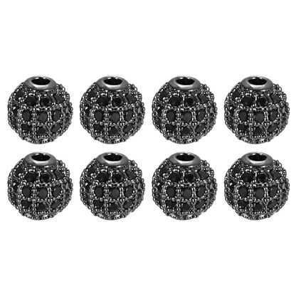 UXcell Round Charm Beads, 8pcs 6mm - Brass, Zircon Beads for DIY Bracelets Jewelry Making (Black - Metallic Black) - color: Metallic Black, size: 6mm
