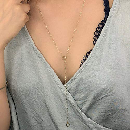 Turandoss Gold Layered Necklaces for Women - 14K Gold Plated Handmade Multilayer Bar Pearls Coin Disc Moon Butterfly Medallion Adjustable Dainty Layered Choker Necklaces for Women Jewelry - style: 3 Layered Necklace - Curved Bar&CZ&Circle Lariat