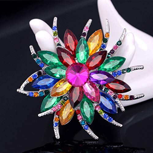seven wolves Women's Austrian Crystal Brooch Wedding Flower Leaf Bouquet Brooch - color: 2-Champagne Multicolor
