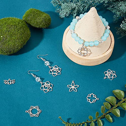 UNICRAFTALE 20pcs 5 Styles Flower Hollow Charm Open Back Bezel Pendants Stainless Steel Frame Charms Dangle Charms Yoga OM Lotus for Resin Pressed Flower Lucky Amulet Pendants for Jewelry Making | Stainless Steel Laser Cut Frame With Lotus Flower Styles,R