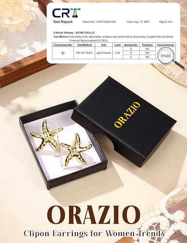 ORAZIO Clip On Earrings Women Geometric Statement Unique Non Pierced Earrings 14K Gold Plated Knot Chunky Drop Dangle Hoop Stud Clip-on Earrings for Women Trendy - color: Style F-Gold Plated