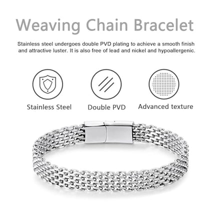 Mens Bracelet-Stainless Steel Magnetic Clasp Franco Chain Bracelets for Men - color: C - Steel color