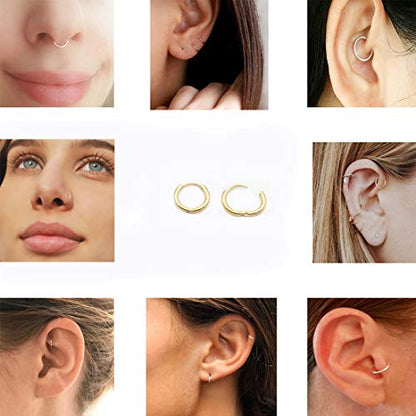 EACHLP Tiny Hoop Earrings 18K Real Gold Plating Surgical Steel Unisex - style: 10MM Hoops