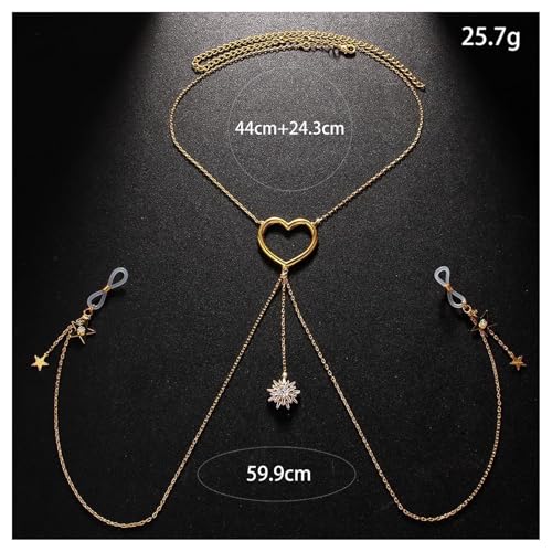 Sexy Star Pendant Non Piercing Nipple Chain Necklace for Women Rhinestone Star Tassel Chest Chain Body Jewelry Festival Rave Heart Nipple Accessories Jewelry - color: Gold