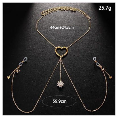 Sexy Star Pendant Non Piercing Nipple Chain Necklace for Women Rhinestone Star Tassel Chest Chain Body Jewelry Festival Rave Heart Nipple Accessories Jewelry - color: Gold