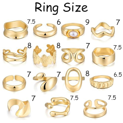 FAXHION 25 PCS Gold Stackable Rings Set for Women, Simple Twist Knuckle Finger Ring Trendy, Dainty Stacking Statement Thumb Rings Pack Jewelry Gift - color: Gold-Chunky