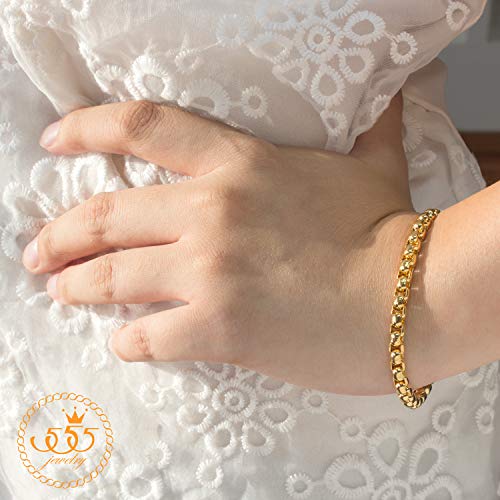 555Jewelry 5mm Stainless Steel Box Chain Bracelet for Men & Women, 6.5 to 9 Inch - color: Gold