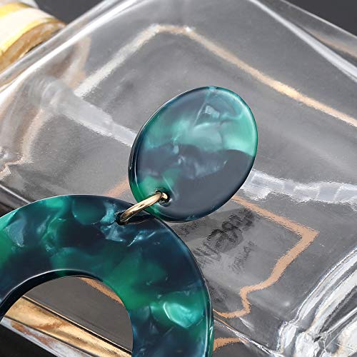 Acrylic Earrings For Women Statement Geometric Earrings Resin Acetate Drop Dangle Earrings Mottled Hoop Earrings Fashion Jewelry - color: E:Green