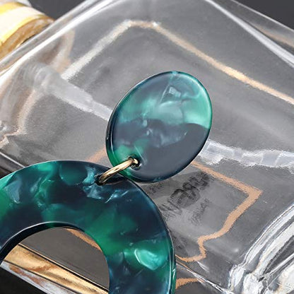Acrylic Earrings For Women Statement Geometric Earrings Resin Acetate Drop Dangle Earrings Mottled Hoop Earrings Fashion Jewelry - color: E:Green
