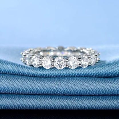 Gemsme 18K White Gold Filled Cubic Zirconia Eternity Band Ring for Women Size 5-10