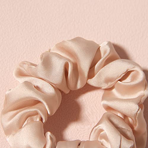 Hair Scarf Scrunchies for Women, LFOUVRE Scarf Scrunchies, 2pcs Knotted Scarf Hair Ties for Girls,Silky Satin Hair Scarf Headband, Elastic Hair Bands Ribbon Scrunchy, Ponytail Holder Hair Accessories - color: Beige