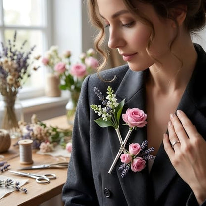 3-Piece Wearable Flower Brooch Holder Set - Metal Mini Vase Lapel Pins with Center Hole Design for Fresh Dried Flowers, DIY Floral Boutonniere Clips for Men Suit, Women Coat Accent