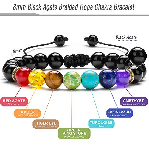 Men Women 8mm Lava Rock Beads Chakra Bracelet - color: Black agate