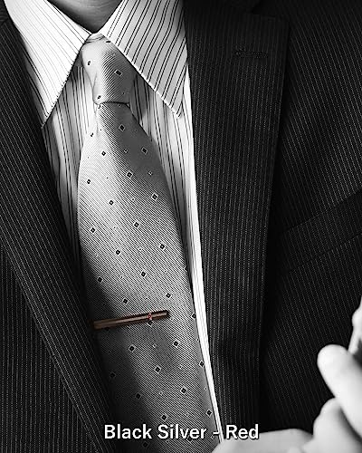 [TAVARAT] Tie Clip Tie Clips for Men Black Silver Tie Bar Tie Pin Tps-032 - style: black silver red